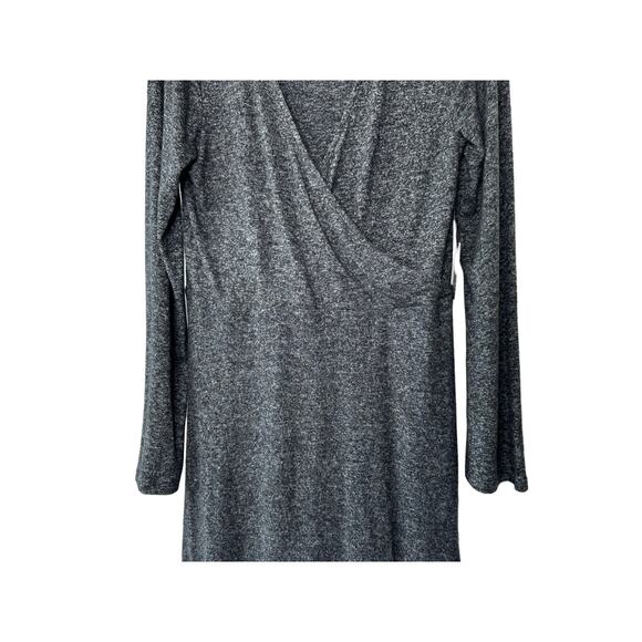 Express Charcoal Gray Soft Long Sleeve Faux Wrap Dress Women's Large New - Picture 5 of 10